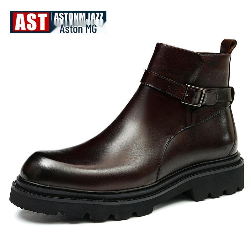 Men's Chelsea Boots 2025: Genuine Leather, Height-Enhancing, Thick Sole Martin Boots for Autumn/Winter