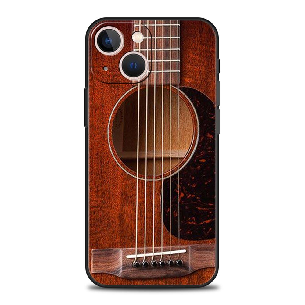 Music Instrument Guitar Piano Luxury Phone Case For iPhone 11 14 15 Pro MAX 12 13 Mini 7 8 Plus X XR XS SE Silicone Cover Funda