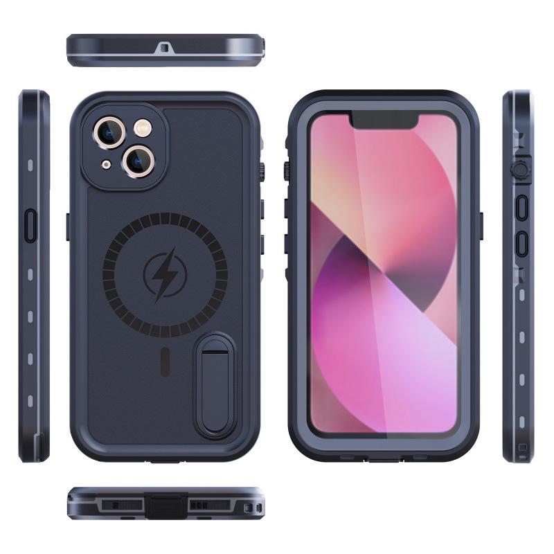 Red Pepper Waterproof Magnetic Phone Case for iPhone 13 - Outdoor Diving & Cycling
