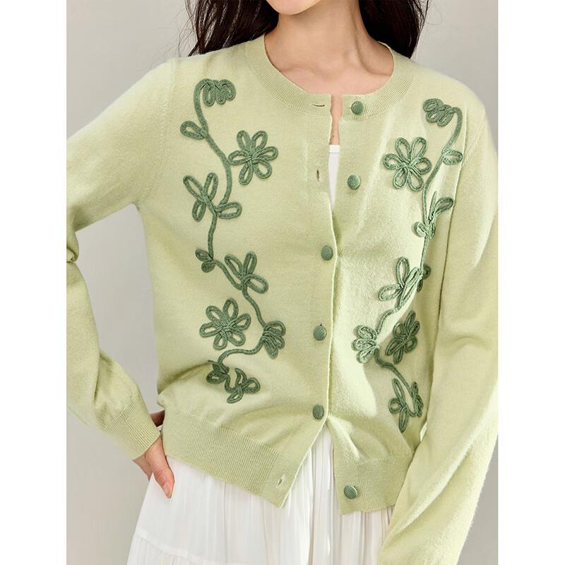 INMAN Women's 3D Rope Embroidery Knitted Cardigan