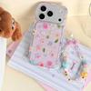 Korean Aesthetic Glitter Flower Chain Case for iPhone 14/15/16/17 Pro Max