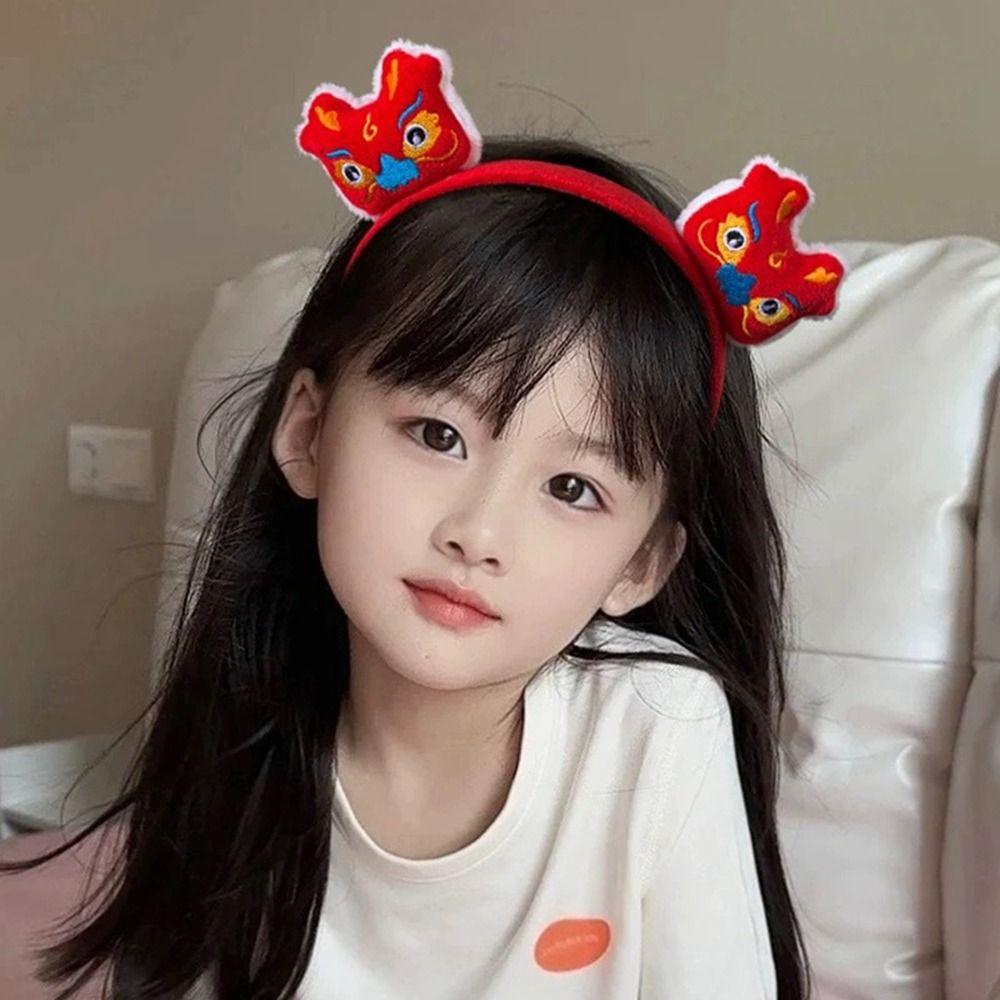 Red Hairband 2024 Happy New Year Headband Lion Dance New Year Headdress  New Year Gift