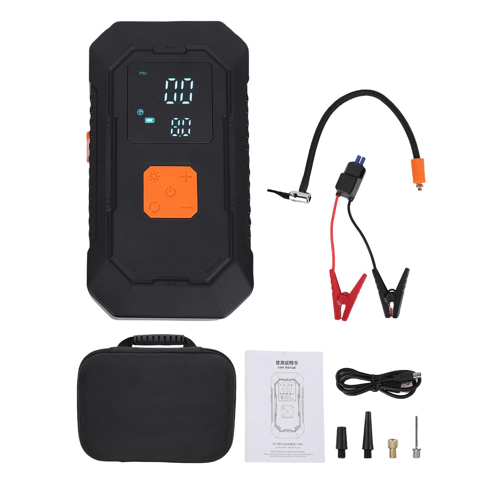 

Portable Car Jump Starter, 12V Car Emergency Starter with Air Pump, 150PSI Tire Inflator for Car, Bike, Motorcycle, LED Light, 1 синій