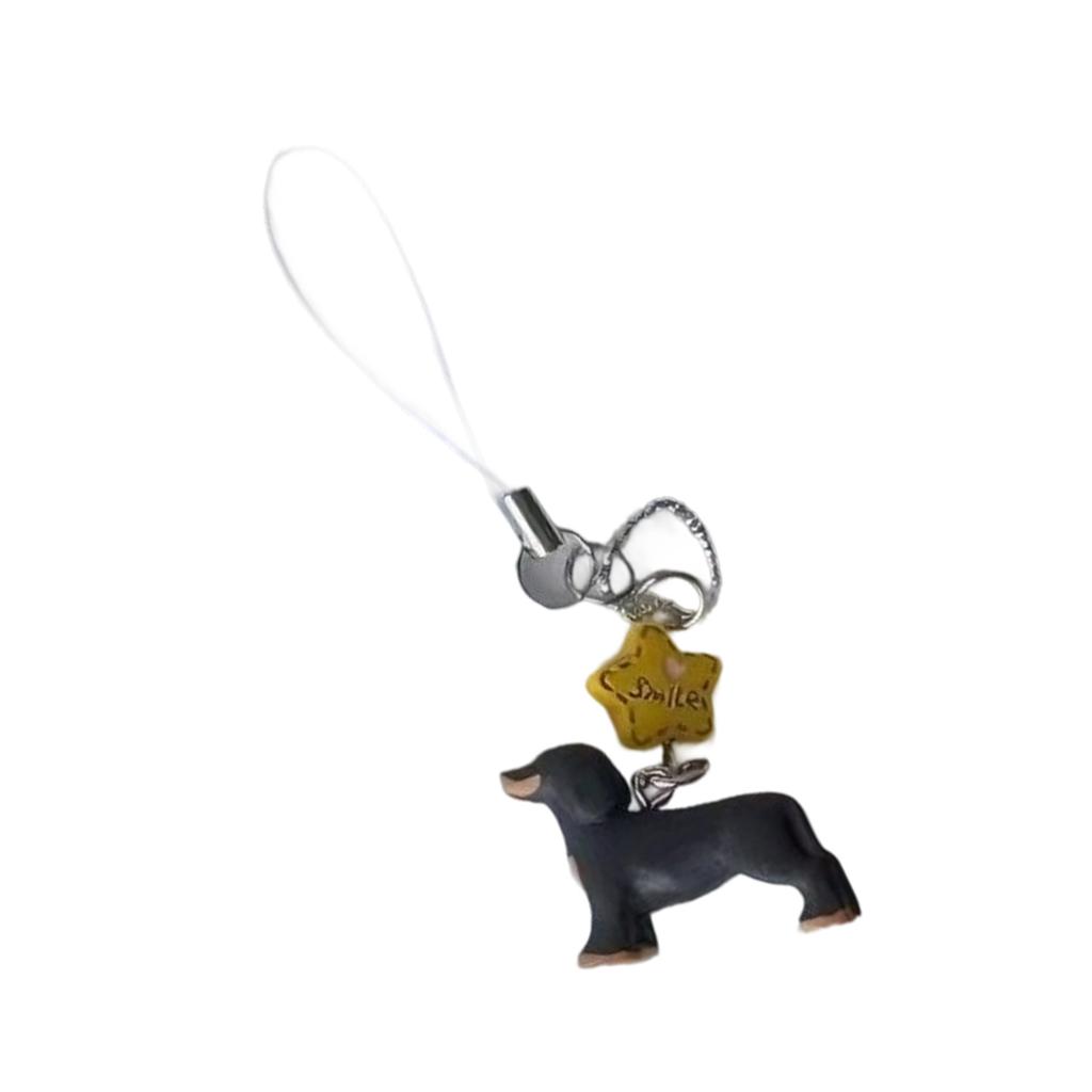 Lovely Cartoon Dachshund Phone Charm Sweet Styles Resin Materials Portable and Easy To Attach for Women and Students