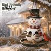 Wild Bird Feeding Station for Balcony Christmas Snowman Hanging Feeder, Resin Decorative Weatherproof Feeder Ornament Garden Yard Patio Balcony, Gift
