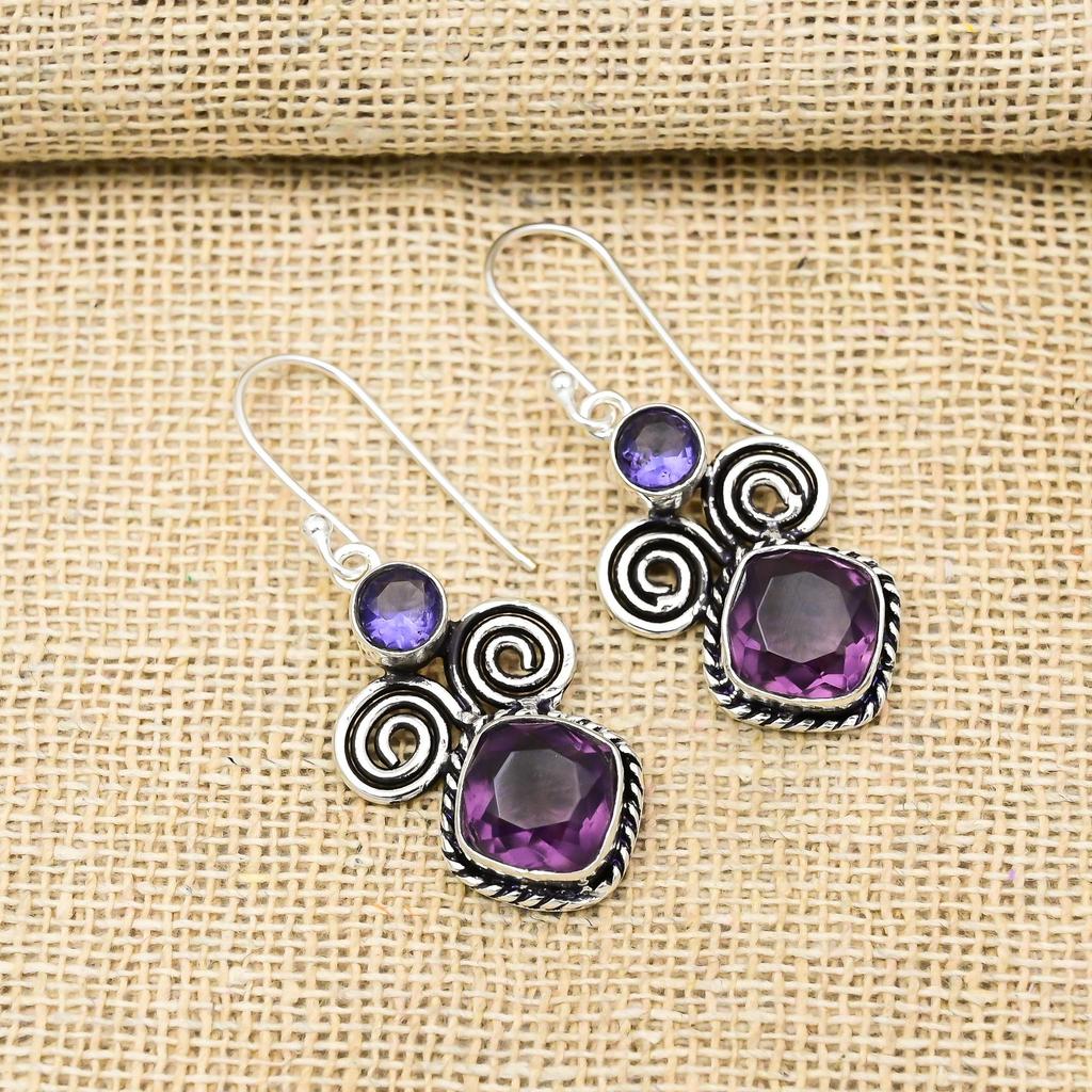 Amethyst Earrings Gemstone Jewelry, 925 Solid Sterling Silver Earrings, Gift For Women Handmade Earrings