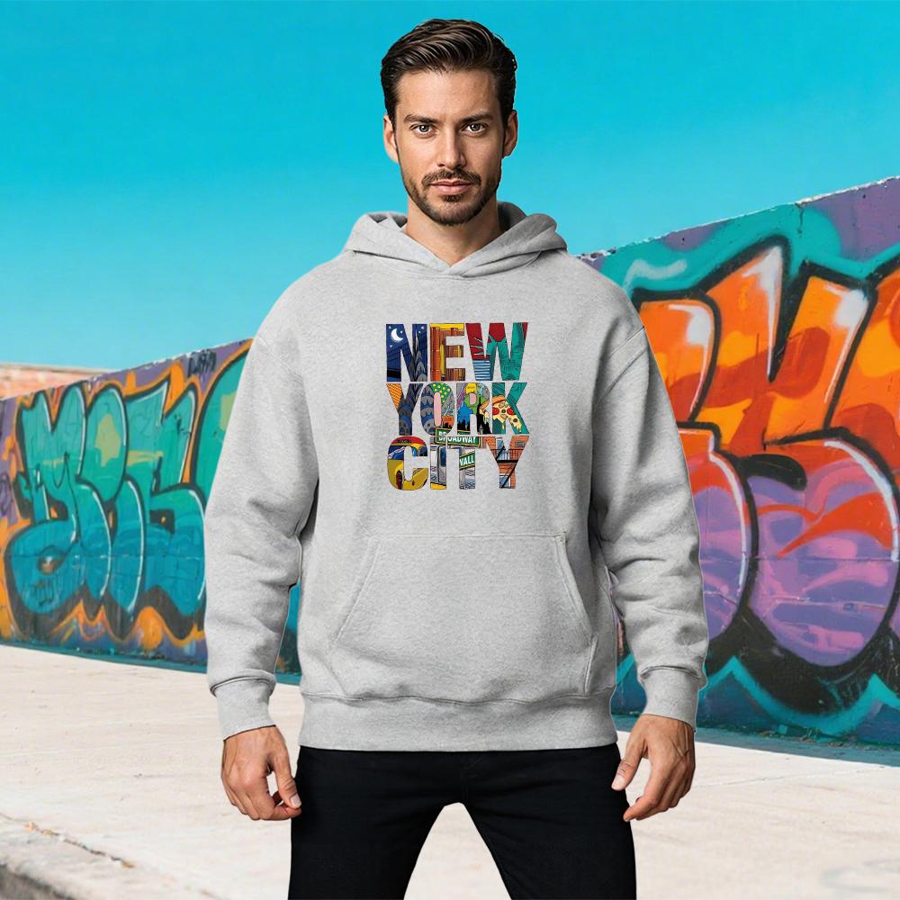 Autumn Winter Men Comfortable Casual Pullover Loose Hoodies NEW YORK CITY Printed Sports Round Neck Long Sleeved Sweatshirt Tops
