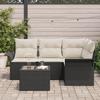 Ensemble de canapé de jardin de 4 pièces avec coussins marron poly rotin, Canapé de jardin 2 places avec rangement 3354016