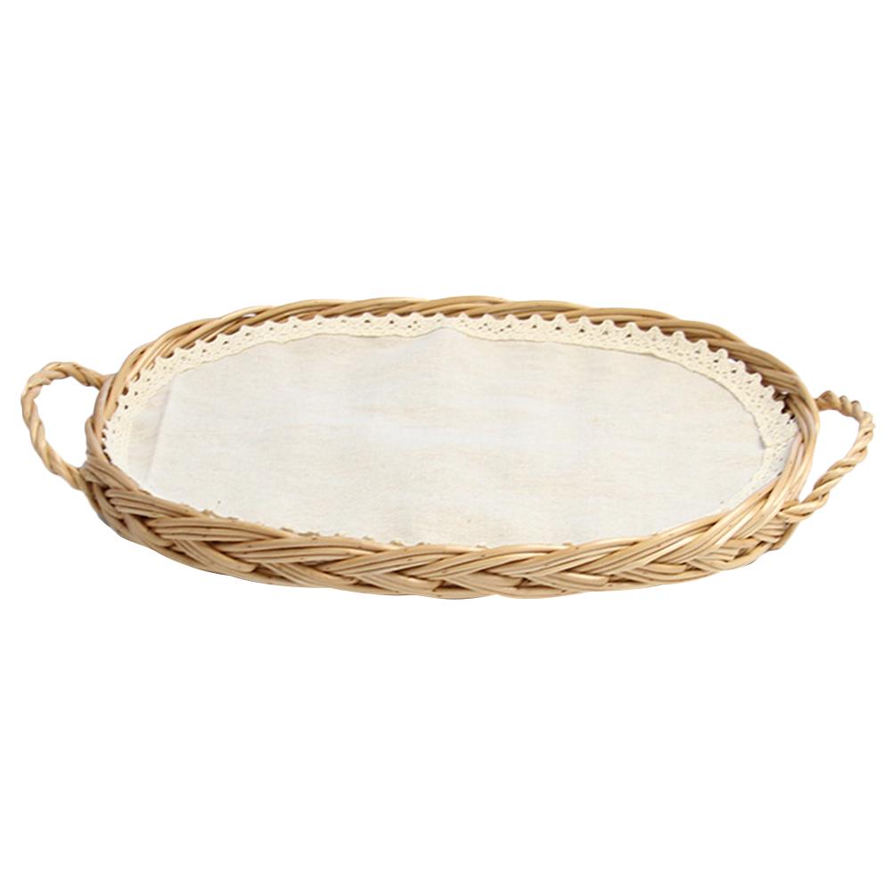 Buy Wicker Bread Basket Handmade Round Cracker Serving Tray with