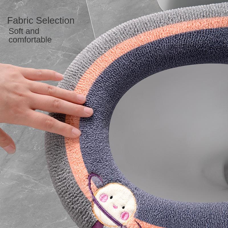 Home Thickened Toilet Seat Pad Four Seasons Universal Winter WC Seat Cover with Handle Washable Cartoon Toilet Mats Rim Cushion