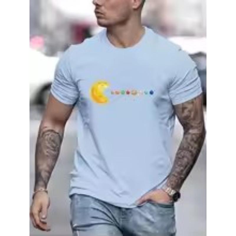Men's Solar System Planets Print T-Shirt Breathable Casual Street Trend 3D Printing