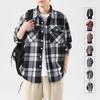 Höst Rutig Skjorta Herr Stor Storlek Casual Lös Retro Trend Krage Långärmad Skjorta Herrkläder