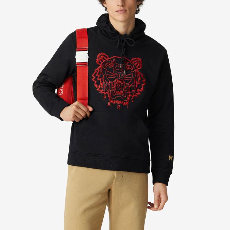 KENZO Sweatshirts Men's Black Hooded (Non-detachable) Moderate FB55SW3304MM-99