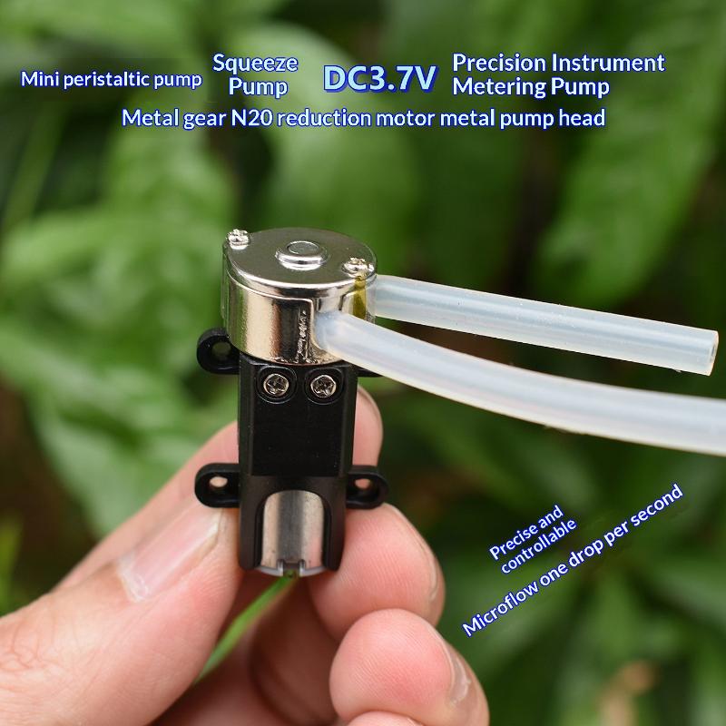 Mini Peristaltic Pump DC3.7V N20 Metal Gear Motor Micro Liquid Dosing Squeeze Pump for Nutrient Solution Titration onesize