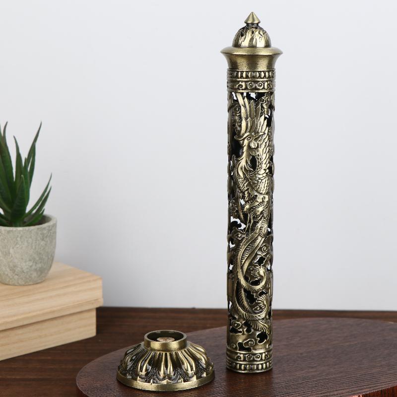 Retro vertikální kadidlo, Buddha, srdce, sútra, drak, fénix, sloup, kovová vonná tyčinka, domácí kancelář, obřadní dekorace