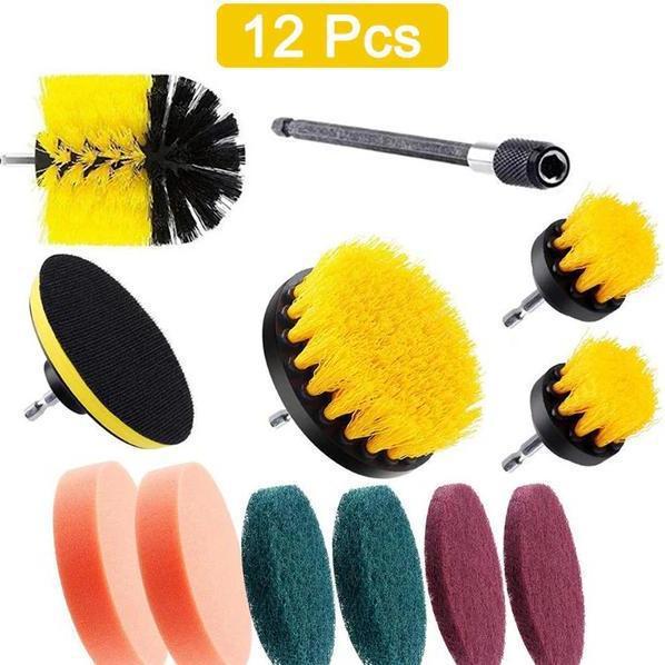 Multifunctional Electric Drill Brush Set – Floor Scrubber, Dust Remover, Polisher