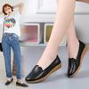 Fashion 2025 New Mother Shoes Women's Leather Single Shoe Wedges Casual Shoes Spliced Soft Sole Non-slip Fashion Slip-on Loafers