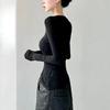 Black Retro Angel Print T-shirt for Women 2026 Autumn Fashion Slim Fit Tee Shirt Y2k E-Girl Long Sleeve Bottoming Tops Mujer