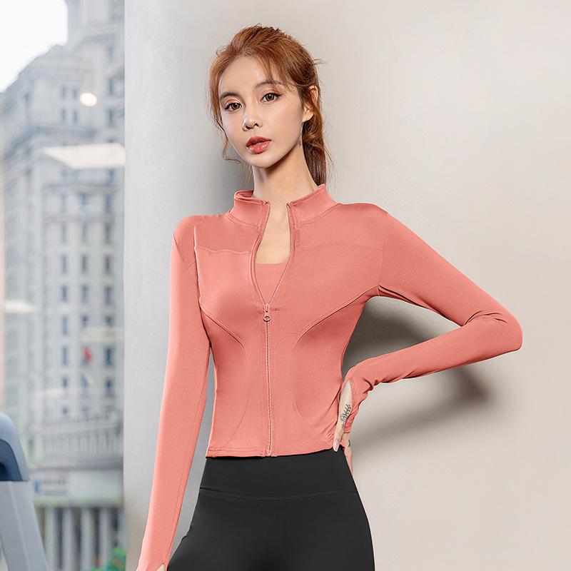 Sunscreen clothing Spring Internet celebrity fitness jacket women's zipper slim-fit quick-drying long-sleeved tight sports yoga clothing top