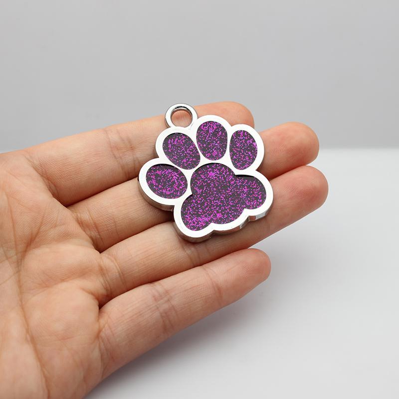 30pcs/lot 40mm Big Paw Print Pendant Charms For Jewelry Making Glitter Hang Charm DIY Keychain Pet Collar Accessories