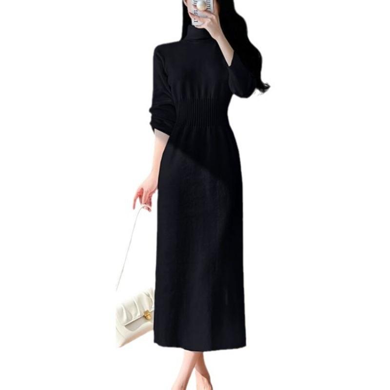 Autumn and Winter New Waist Slim Turtleneck Knitted Primer Dress Femininity Long Inner Sweater Skirt