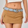 Retro Floral Embossed Denim Belt Unique Leather Belt Decoration Versatile Needle Buckle Belt Trendy Waistband