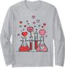 Valentines Vibes Science Teacher 100 Days of School Long Sleeve T-Shirt
