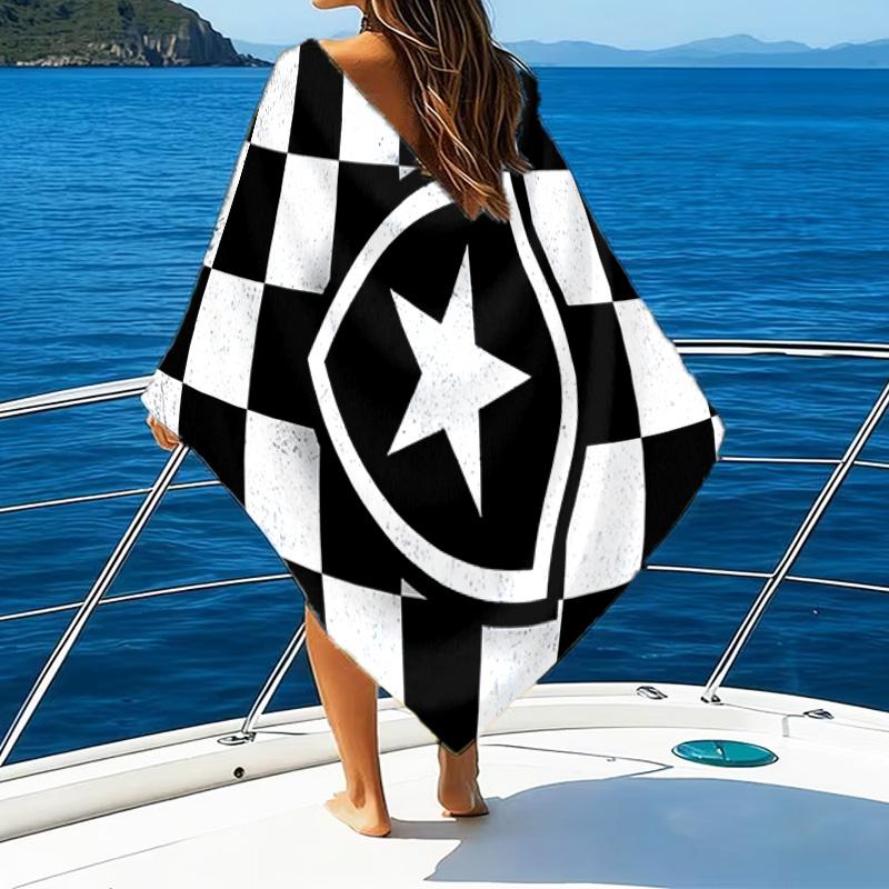Shield With Star Emblem Printed Beach Towel, Super Soft Microfiber, Perfect Gift Birthday, for Pool, Beach, Travel, for family and friends