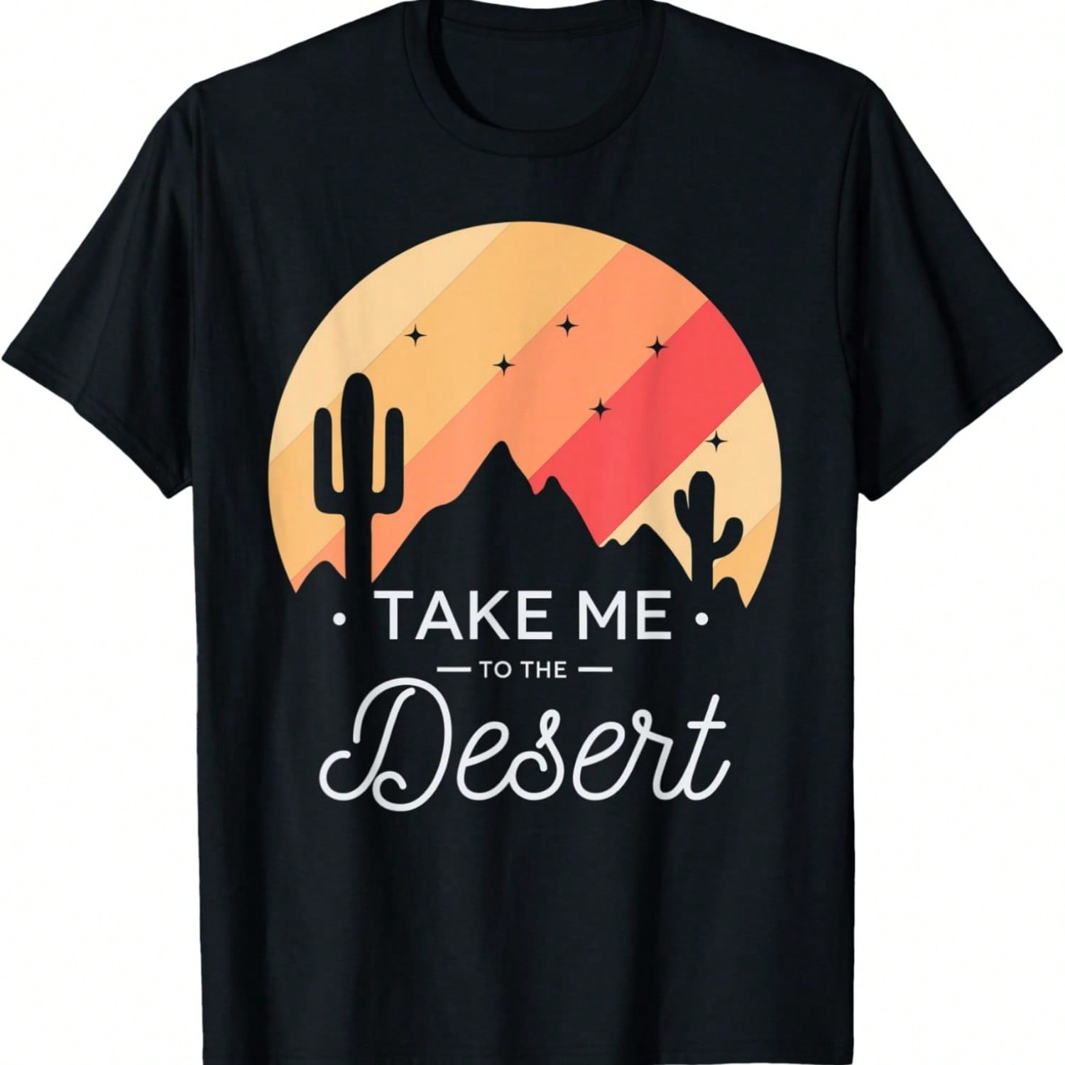 Desert Cacti Mountains Landscape Stars Heat Hot Sand Gift T-Shirt S разноцветный