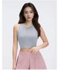 Women's Skin-friendly Modal Sports Vest, Summer Fitness, Round Neck, Hollow Out, Chest Pads, Sleeveless Yoga Top.