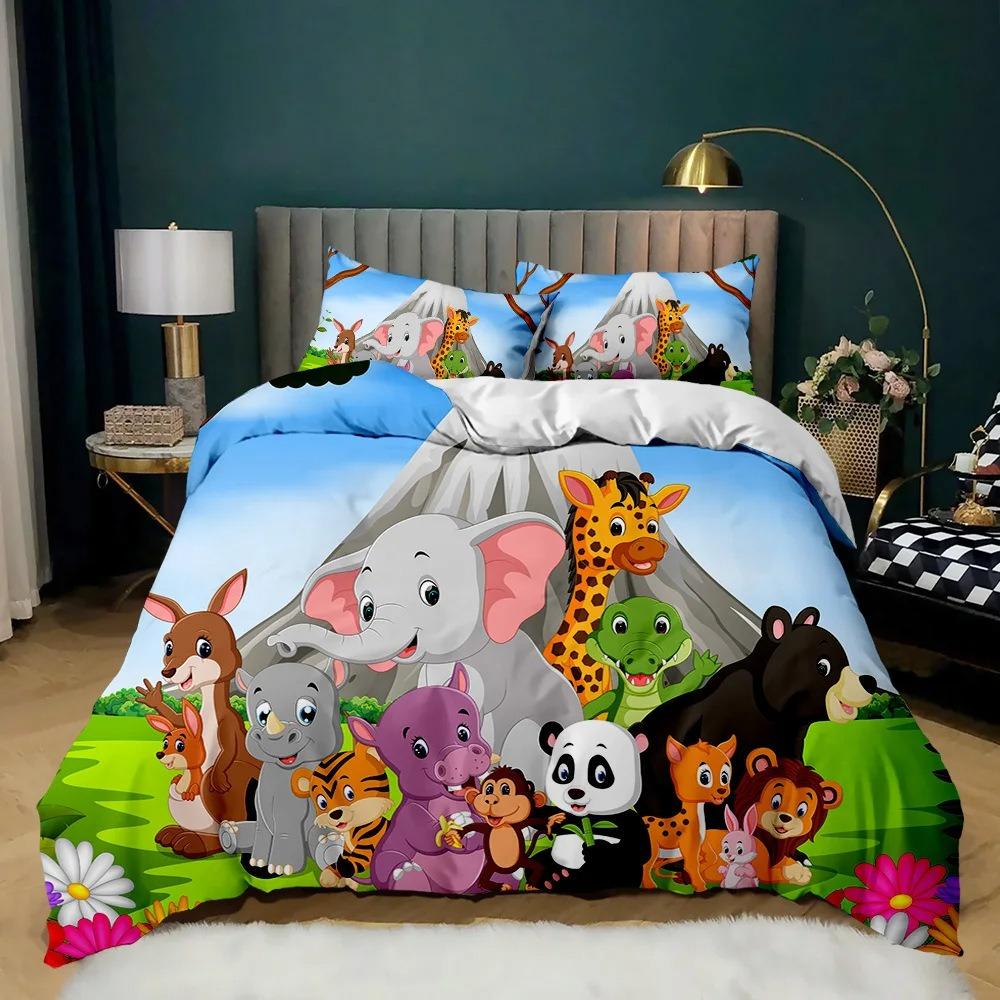 2/3pcs Animal World 3D Bedding Set, Lion Duvet Cover and Pillowcase, King/California King Bedroom Decor, Gift for Boys and Girls