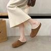 Winter New Thick Bottom Baotou Warm Women's Slippers Round Toe Lace Thickened Plush Cotton Shoes Brown Korean Version Slippers