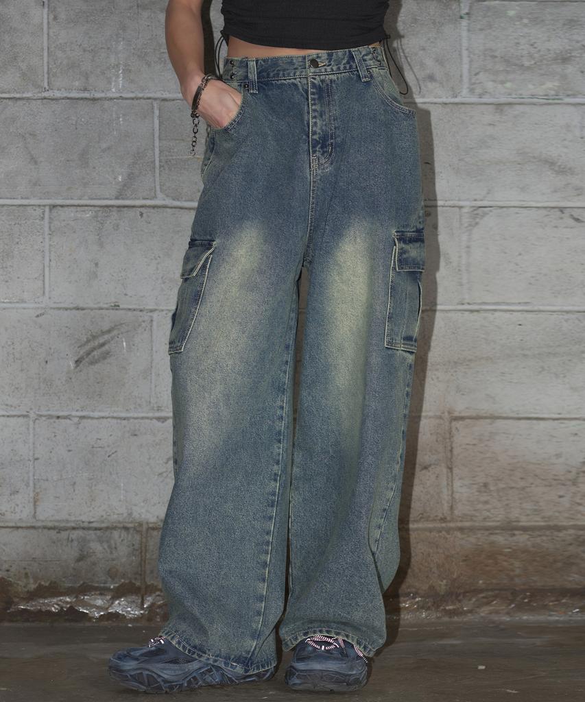 Ledeoli Hooked Cargo Denim Pants [Vintage Black]