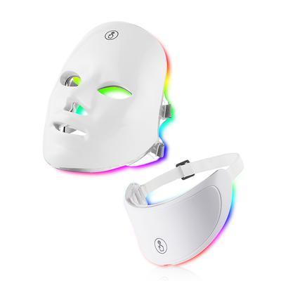 7 Farben LED-Gesichtsmaske mit roter Lichttherapie-Maske am Hals zur Hautstraffung und zum Lifting, Anti-Aging, Bio-Licht, Schönheitsaufhellung, Heim