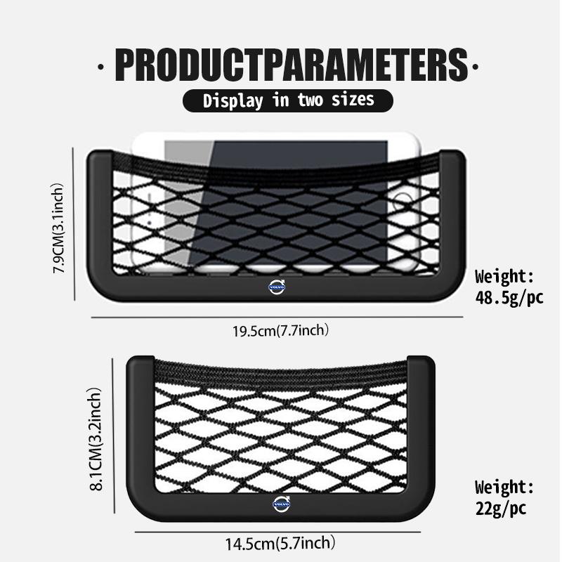 sgjkp3 For Volvo Car Seat Side Back Net Pocket Sundries Pockets Mesh Storage Bag Xc60 Xc90 V40 V60 S60 V50 V90 S80 C40 XC40 V70 XC70
