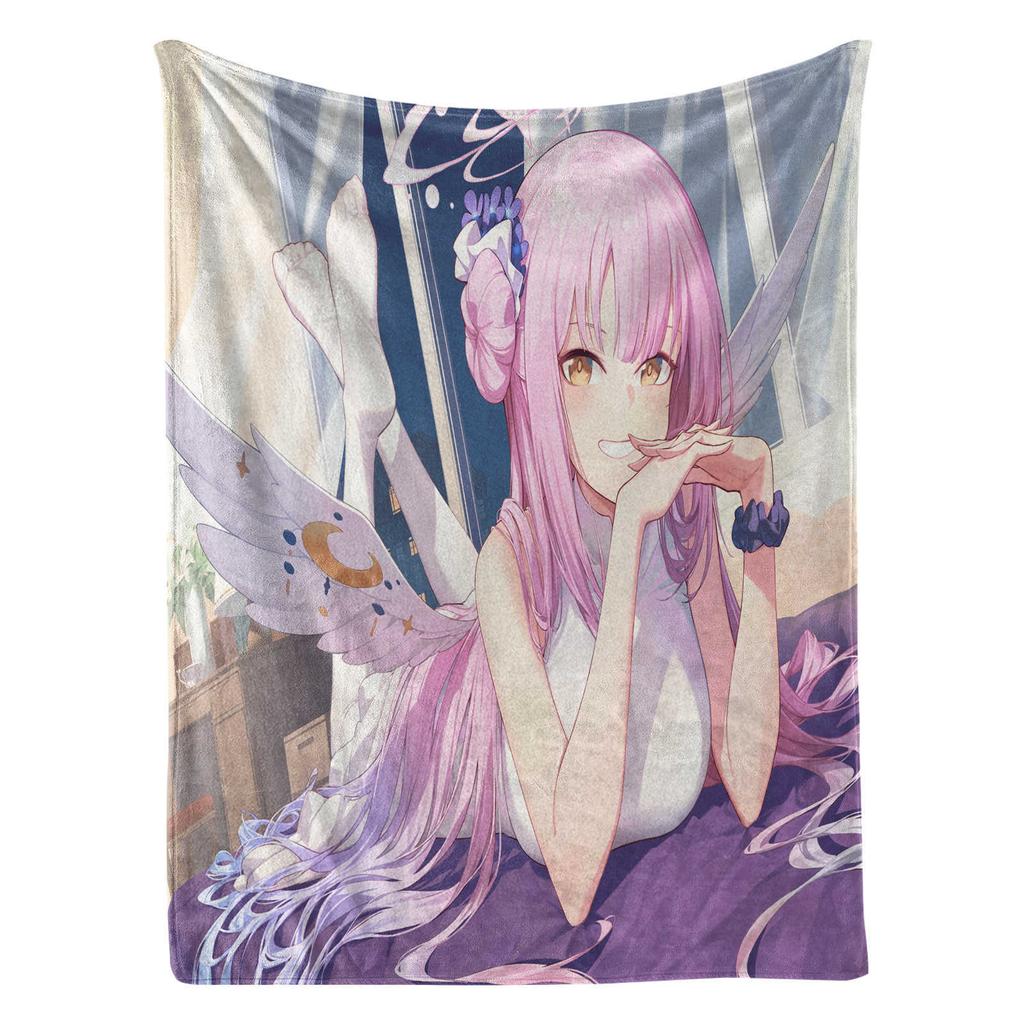 Cartoon Blue Archive Misono Mika Flannel Blanket Cover Warmth Soft Anime Blanket Multifunctional Decor Home Universal Blankets
