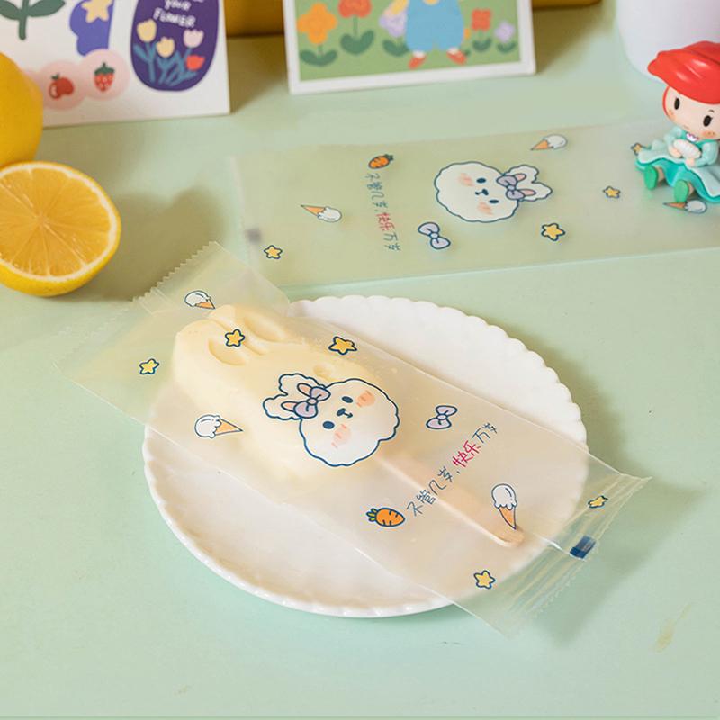 50Pcs/Set Cartoon Food Grade Ice Pop Bags Disposable Plastic Popsicle Bags Freeze Treat Storage Transparent Ice Popsicle Mold Ba