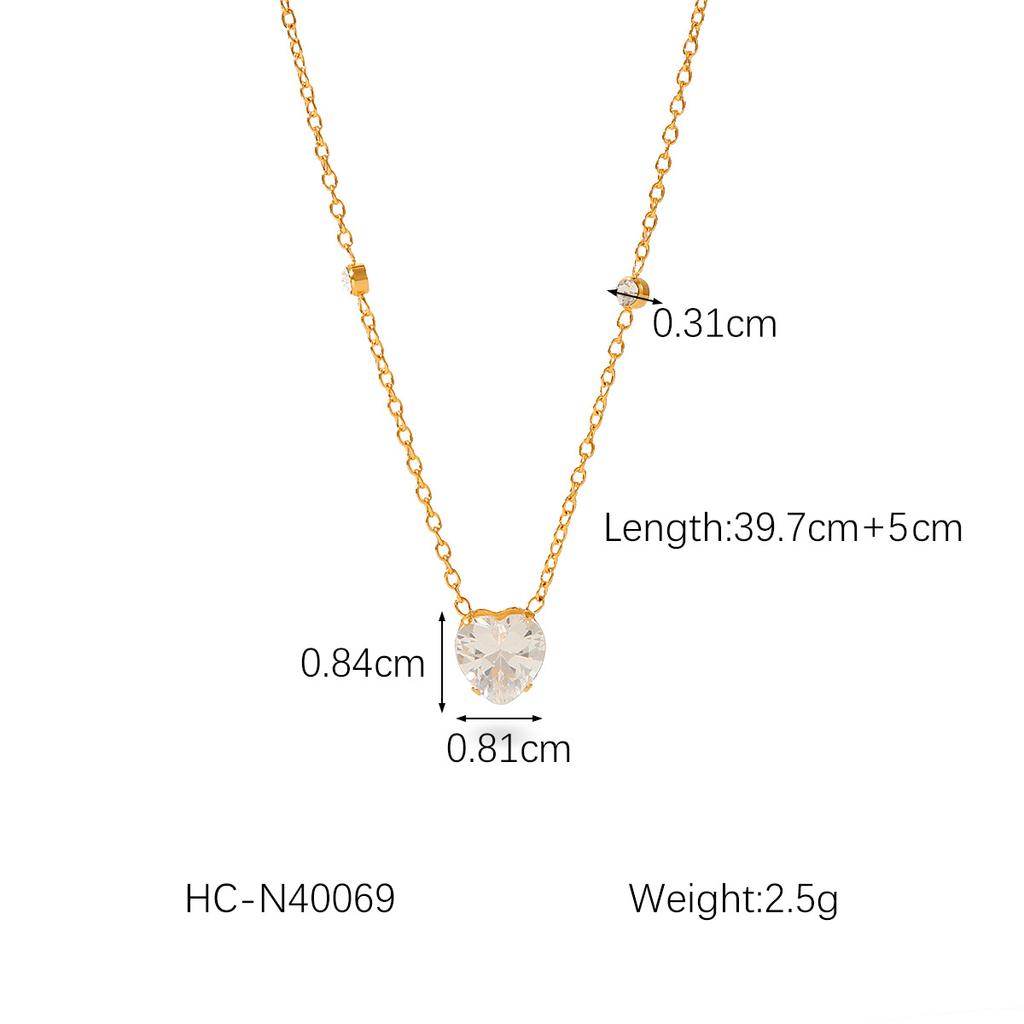 Women's teardrop square zircon necklace, titanium steel light luxury clavicle chain accessory