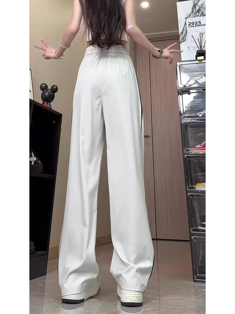 Unisex Striped Summer Pants for Teens, 2025 New Arrival, Straight Cut Wide-Leg Sports Style