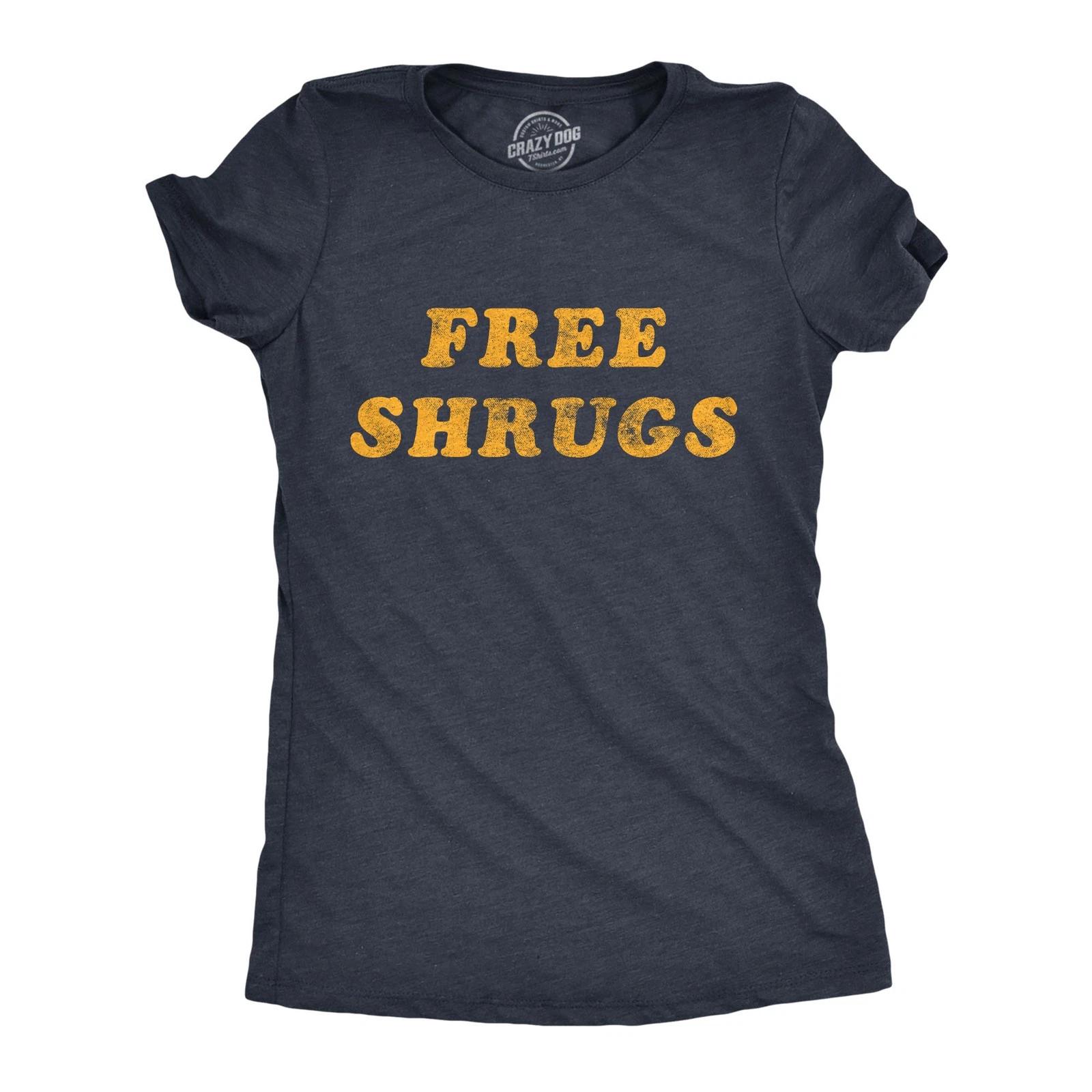 Womens Free Shrugs T Shirt Funny Introvert Hugs Sarcastic Novelty Graphic Tee XS