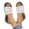 Large size one-character slippers women's summer wedge slippers embroidered flower cool slippers