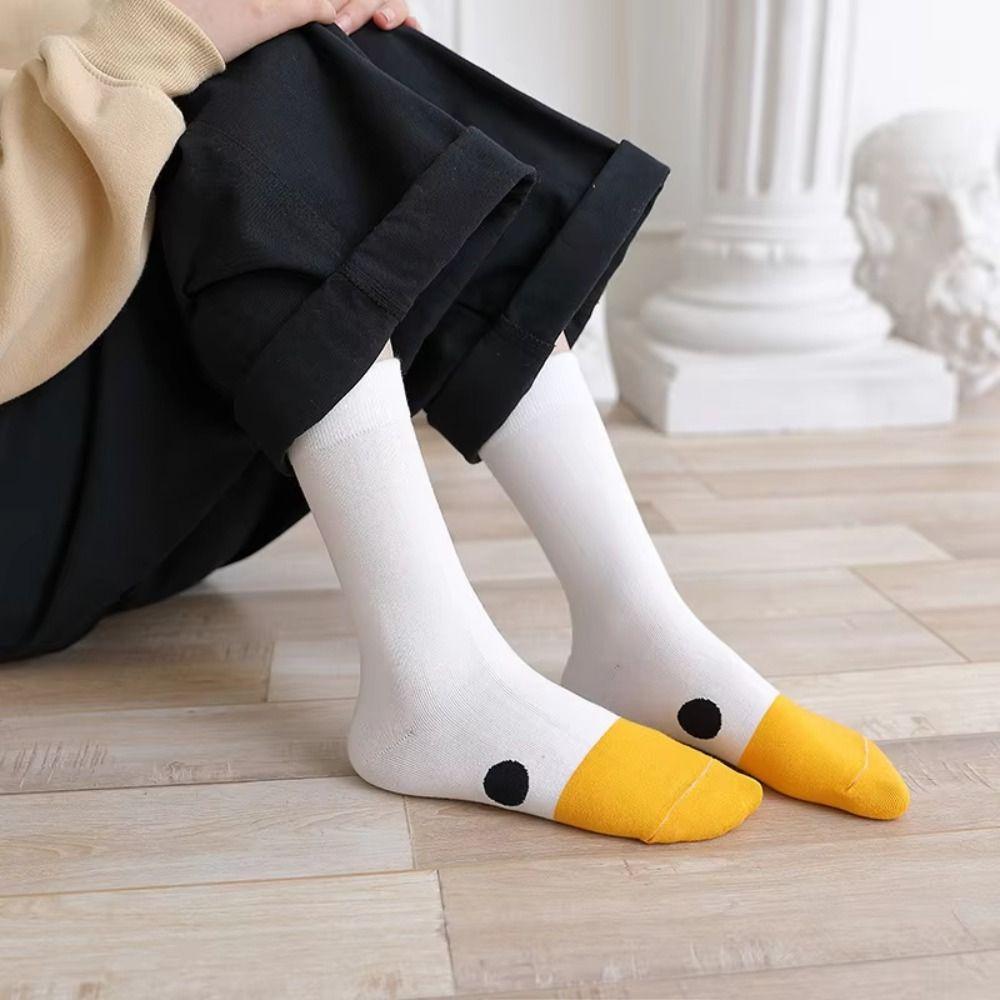 Soft Goose Duck Printed Socks Breathable Mid Tube Sock Funny Warm Socks  Women Men Universal