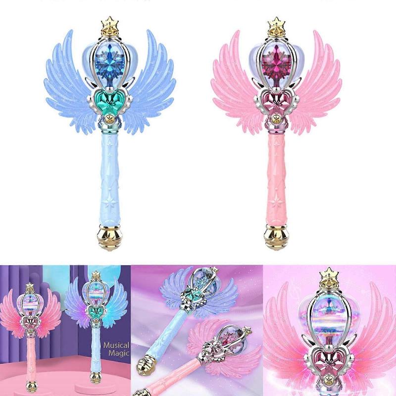 Rotating LED Snowflake Wand for Kids Light Up Magic Princess Toy Perfect for Parades & Imaginative Play with Gift Box  Pink