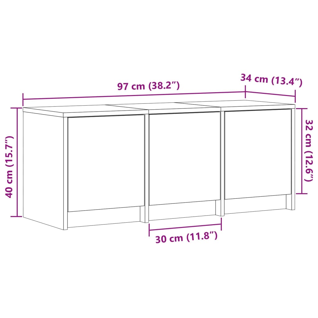LED TV Cabinet Grey Sonoma 97 x 34 x 40 cm Particleboard