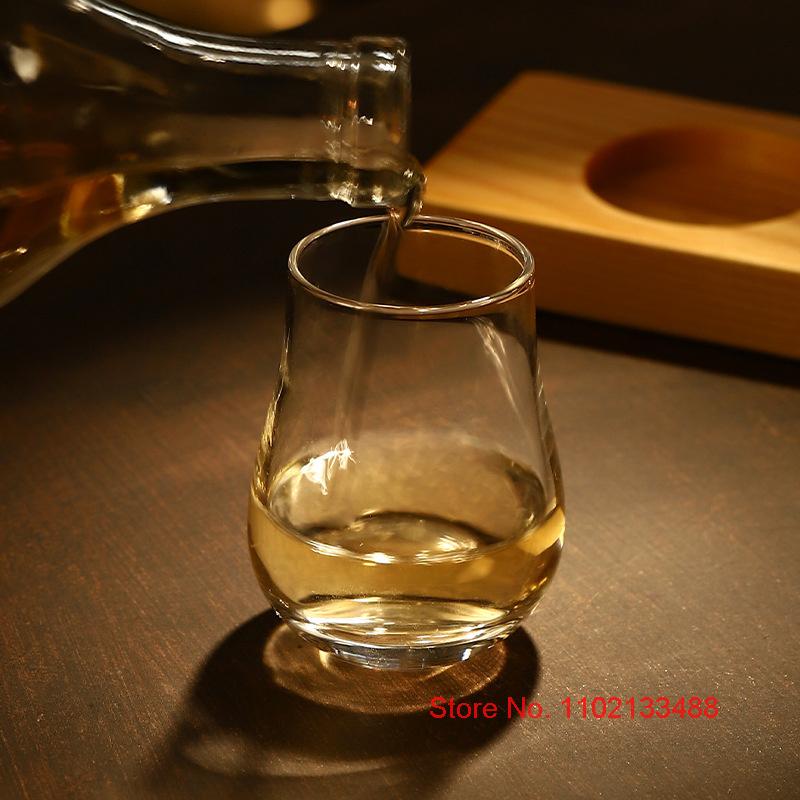 Classical Whisky Tasting Cup With Wooden Tray Set Small Tulip Liquor Shot Glasses Crystal Whiskey Tumbler Cognac Brandy Snifter