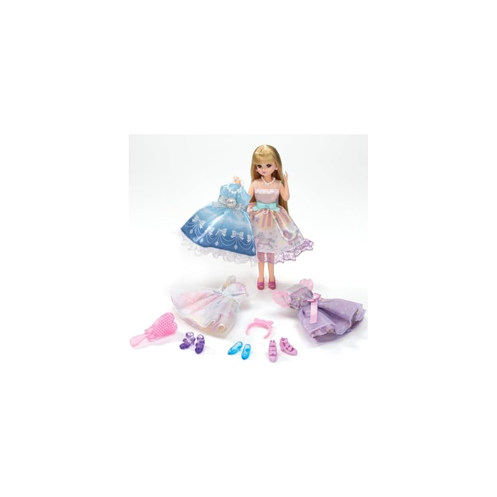 Takara Tomy Licca-chan Doll Outfit Set with Dresses and Accessories for Pretend Play Ages 3 and Up