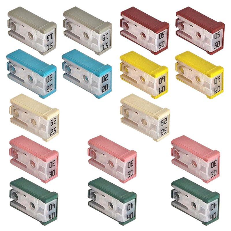 

A60zautootive Shaped Fuse Kit 18Pcs Mini Slotted 15A-60A 32V Car Fuses Replacement Assortmentmay NONE