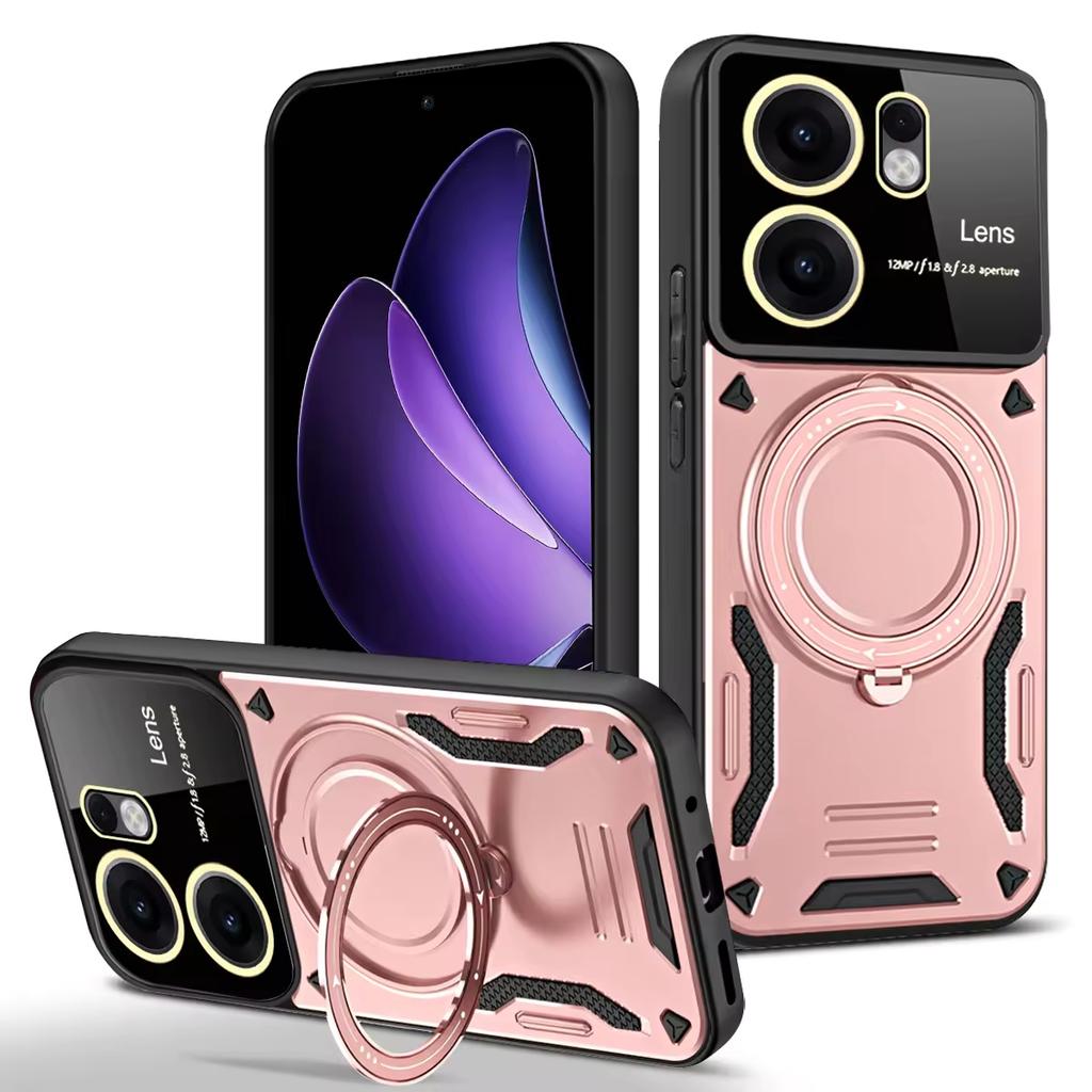 360° Magnetic Ring Stand Case With Camera Lens Protector For OPPO Reno 15 14 13 12 Pro F A6 Pro A6x A5 A5x 4G 5G Anti-Drop Cover