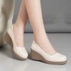 Scarpe da Donna Quattro Stagioni Dolci Leggere Comfort Primavera Slip-on con Zeppa Scarpe con Tacco in Pelle da Donna
