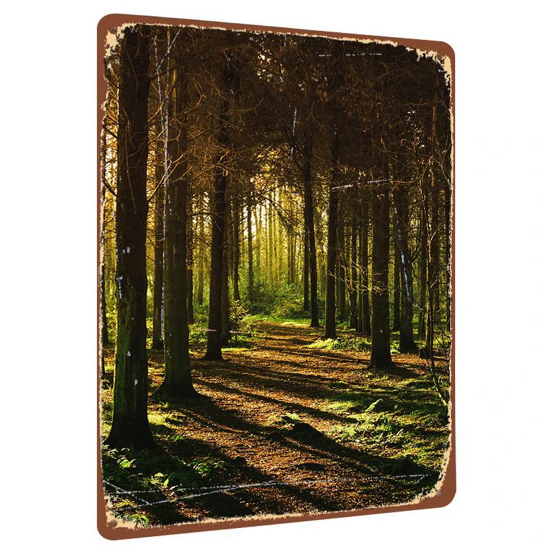 

Forest Morning Light Shadow Art Metal Wall Decor for Living RoomModern Minimalist Hanging Painting 20x30cm（7.8x11.8inch）